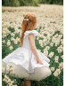 White Satin Tulle Ruffles Wedding Flower Girl Dress